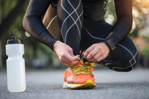 Running shoes. Barefoot running shoes closeup